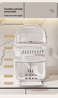 Égouttoir à vaisselle double niveau pour cuisine avec couvercle pour égoutter et servir les assiettes