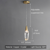 Lustre en cristal pour décoration artistique, luminaire suspendu pour la maison, le bureau, la cuisine, le bar, la salle à manger, le salon - Hauteur réglable