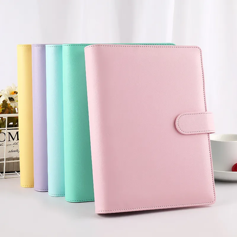 Cor Macaron 6 notebook pasta de anel tampa A5 notebook rosa/azul/verde/amarelo cores cobrir