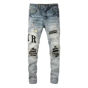 2024 Autumn High Quality Men's Denim Jeans Wholesale Straight Style Casual Pants With Selvedge Print Convenient Pockets Design