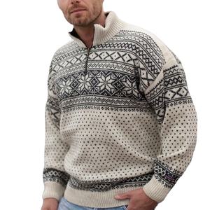 Personnalisé Oem Odm Logo Vintage Quarter Zip Vintage Col Roulé Laine Tricot Pull Tricots Pull Norvégien - Product Image 1