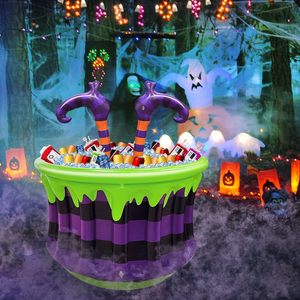 JOSEN Halloween : Refroidisseur de boissons flottant gonflable en forme de pattes de sorcière et chaudron, avec LED solaire, écologique, 100x60cm - Product Image 5