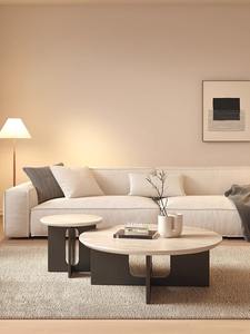 Mesa de centro pequeña circular clásica con tapa de piedra sinterizada, mesa auxiliar duradera para sala de estar para apartamento pequeño - Product Image 1