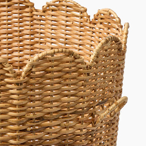 Rattan Storage <b>Basket</b> With Handles Circle Shape For Clothing Neatening Storage Household Use - Product Image 3