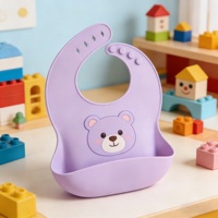 Ensemble de bavoirs pour bébé écologiques, réglables, imperméables, avec logo personnalisé, en silicone de qualité alimentaire, durables, sans BPA, bavoirs pour bébé en forme d'ours