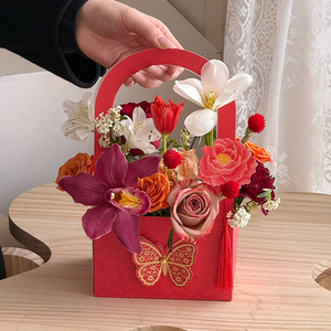 Valentine's Day Floral Art Hand-Held <strong>Flower</strong> <strong>Box</strong> New Butterfly Design For Fresh <strong>Flower</strong> Arrangement &amp; Gift Packaging Paper Bags - Product Image 5