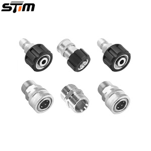 Adaptateur à connexion rapide en acier inoxydable STM 3/8 pour tuyau d'arrosage de lavage de voiture, utilisation extérieure - Product Image 1