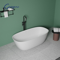 Baignoire autoportante en pierre noire de style moderne Cpingao, baignoire de trempage pour villa, baignoire en surface solide pure pour projet