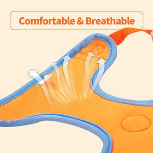 Conjunto de correa de perro de poliéster ajustable Correa de pecho Chaleco acolchado de moda para mascotas Cierre de botón Patrón de rayas para tamaño pequeño y mediano - Product Image 4