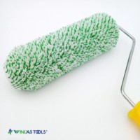 Rouleau à peinture acrylique économique de haute qualité pour bricolage industriel, 9 pouces, manche en plastique PP jaune, outils de décoration murale OEM