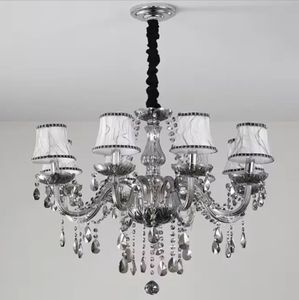 Lámpara colgante plateada moderna de 3 capas con luz de vela, piezas de brazo de cristal, candelabro - Product Image 3