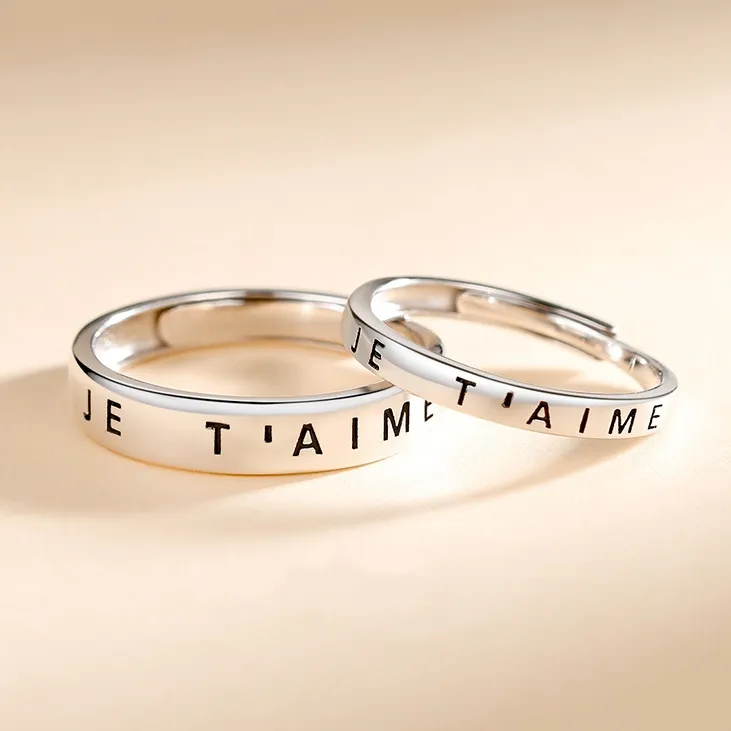خواتم زوجين من الذهب الأبيض عالية الجودة قابلة للتعديل بشحن anillos silver plata للنساء والرجال جاهزة للاسترليني