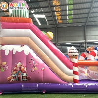 Château gonflable Candy Land avec toboggan, combo château gonflable pour enfants sur le thème des bonbons, idéal pour la location de fêtes