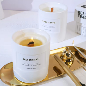 Bougeoirs modernes de luxe en céramique cylindrique à cadre carré fait à la main Bougies parfumées pour la décoration de la maison de mariage - Product Image 6