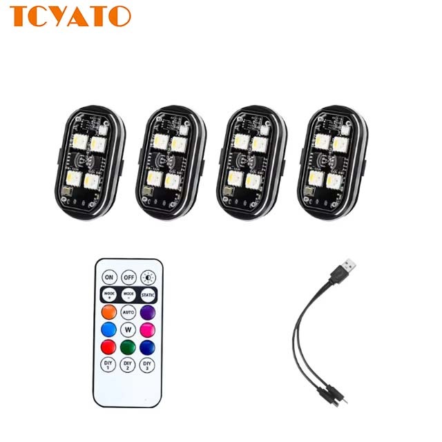 TCYATO RGB Strobe Lights Wireless Position LED Flash for Motorcycle Aircraft Airplane Helicopter Warning New Car Accessories