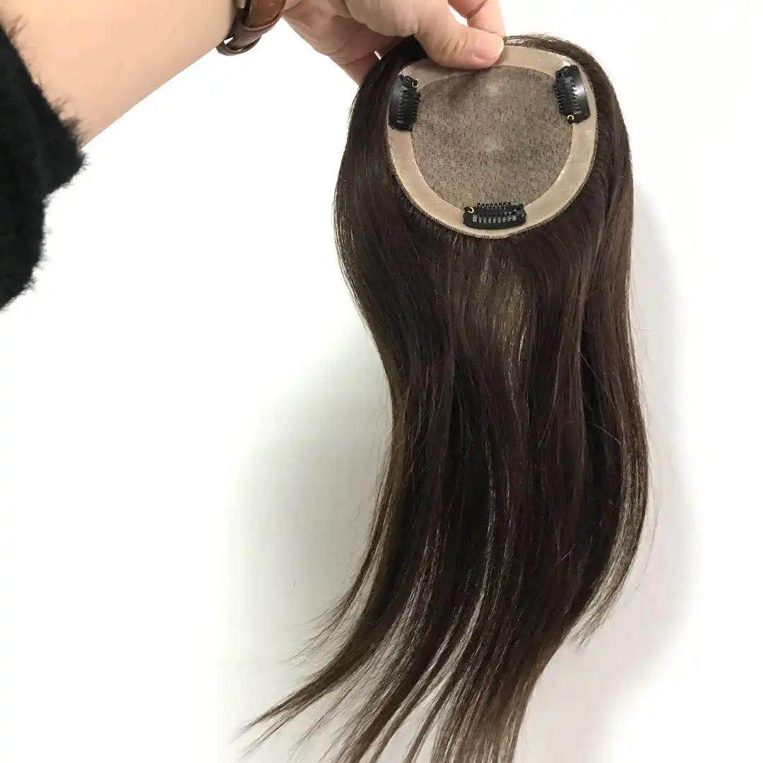 クリップ18インチインドの髪を持つ髪のない女性のための茶色のシルクベーストッパー