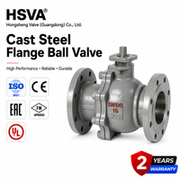 Vanne à boisseau sphérique à bride en acier moulé HSVA PN16 WCB, à commande manuelle par levier, à siège souple, pour applications industrielles (eau, huile, gaz)