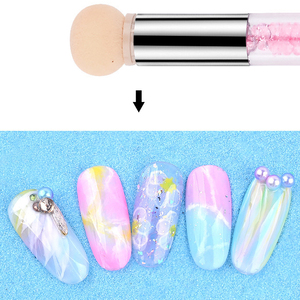 Mini ongles <span class=keywords><strong>Silicone</strong></span> estampage outil tache brosse éponge stylo ensemble Double face brosse à ongles avec strass - Product Image 6