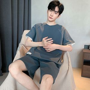 Verano nuevo algodón hombres <span class=keywords><strong>pijamas</strong></span> cuello redondo moda Casual suave cómodo transpirable fresco guapo hogar <span class=keywords><strong>Pijamas</strong></span> - Product Image 2