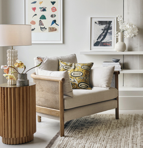Sillón Sydney de Mimbre con Asiento Confortable para Sala de Estar de Lujo, Estilo <span class=keywords><strong>A</strong></span>ños 60, Inspirado en <span class=keywords><strong>Interiores</strong></span> Sassanid OEM, Lino Lavado - Product Image 6