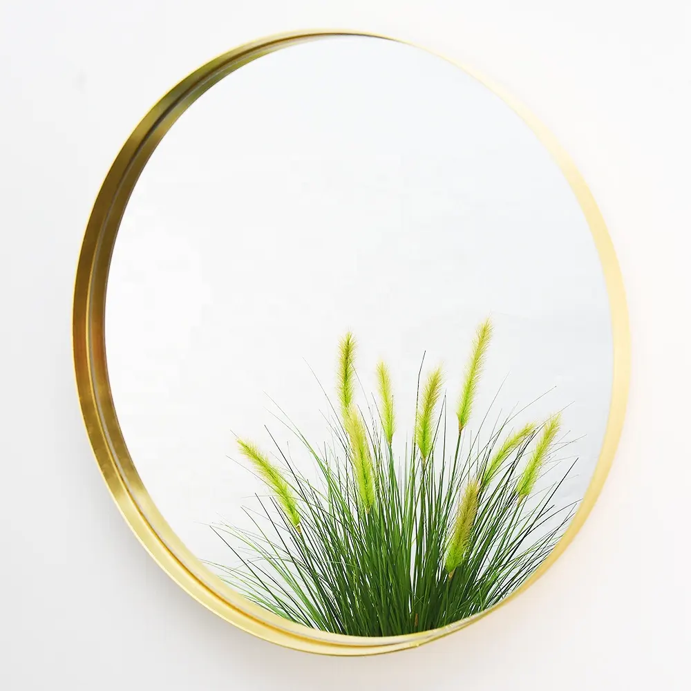 Decorative round mirror with high-grade brushed metal frame mirrors decor wall large frame