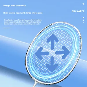 Racchetta da Badminton per Donne in PU, Design alla Moda, in Fibra di Carbonio Ultra-Leggera, per Principianti, Allenamento, Durevole, di Alto Valore, Set 4U con Borsa - Product Image 3