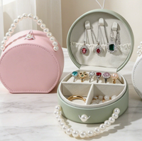 Boîte cadeau ronde rigide pour bijoux, faite à la main, en papier spécial avec ruban, pour rangement de bagues