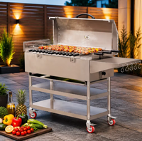 Grill brésilien électrique rotatif en acier inoxydable pour l'extérieur, rôtissoire commerciale, barbecue Churrasco, grand grill Gaucho à vendre