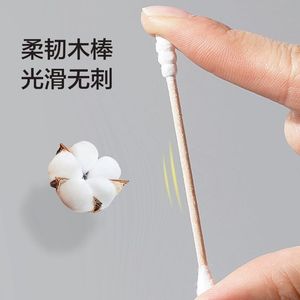 Double-Ended Cotton Swabs 100Pcs Round Solid Color Multi-Purpose For Ear Cleaning <b>Makeup</b> Removal Cleansing - Product Image 4