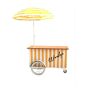 Chariot de nourriture de rue mobile de style rétro moderne jaune, chariot de nourriture de rue de style rétro américain, présentoirs en fer forgé - Product Image 1