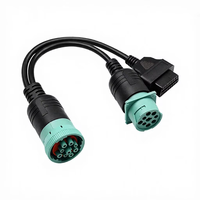 Kabel Adaptor Truk J1962 ke 9P Dech J1939 9P untuk J1708 ke OBD Kabel Konversi Satu-ke-Dua Lurus untuk 1/2 30cm