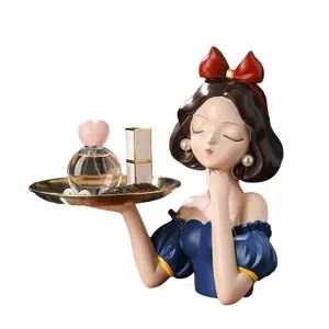 Wholesale resin figure ornaments Snow White sculpture metal tray storage artifact Sailor Moon model creative gifts