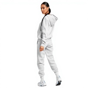 Vêtement de sport pour femme, sweat à capuche à fermeture éclair, manches longues, streetwear, automne et hiver, 100% coton, personnalisable en gros - Product Image 1