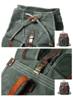 Sac à dos en toile rétro vintage imperméable personnalisé pour homme, sac à dos en cuir et toile pour homme