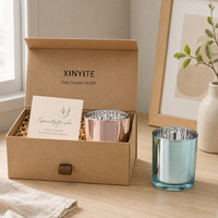 Vases à bougies en verre électroplaqué avec couvercle métallique de luxe, pots à bougies vides multicolores pour la décoration et les parfums d'intérieur