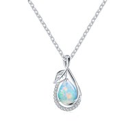 Collier en argent sterling S925 avec opale naturelle, larmes de vie, vente en gros personnalisée, pendentif en forme de larme, mode de luxe pour femmes