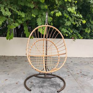 Sedia a dondolo sospesa moderna da esterno in rattan a forma di uovo, per patio e giardino, con seduta singola - Product Image 3