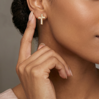 Boucles d'oreilles clous croix Xinyashang ER108901 en acier inoxydable 316 plaqué or 18 carats PVD avec zircon cubique 5A, bijoux pour femmes, logo personnalisé, marque