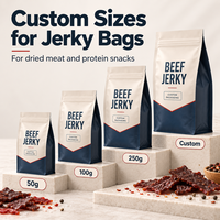 Sacs d'emballage personnalisés à fond plat pour bœuf séché, pochettes imprimées pour marques de snacks à base de viande séchée