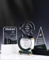 Trophée personnalisé en verre cristal K9 poli, écologique, avec base en marbre, plaque de reconnaissance personnalisée pour événement d'entreprise