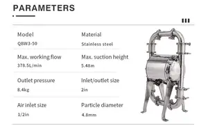 GODO QBW3-50 Sanitary Stainless Steel Pump Pneumatic Diaphragm Pump For Food And Beverage Factory Transfer Pumps