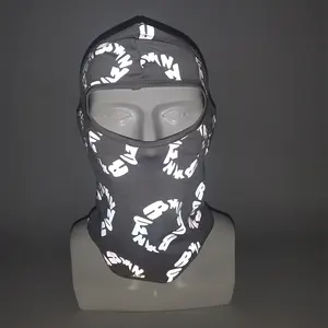 Nova moda logo reflexiva balaclava ski máscara balaclava rosto cheio preto custom designed térmica