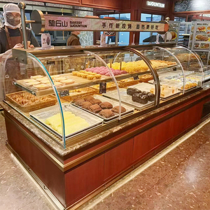 Customized Luxury Bread Cake Display <b>Racks</b> With LED Lighting Wood Tiered Shelves Freestanding Indoor Use Varnish Finish - Product Image 3