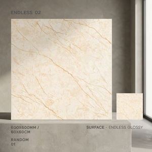 Breccia Crema 600x600mm Glossy Porcelain Tiles Cream Marble Pattern Golden Vein Interior Flooring - Product Image 5