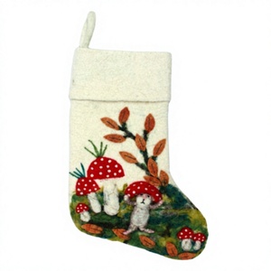 <b>Woodland</b> Mushroom Mouse Handmade Eco-Friendly Wool <b>Christmas</b> Stocking Indoor Holiday Decoration Traditional Style Wall Hanging - Product Image 2