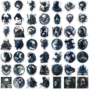 50 Pegatinas de Graffiti de Arte Gótico Oscuro de Dibujos Animados para Decoración de Botellas y Teléfonos, Pegatinas de Pintura de Fantasmas y Demonios - Product Image 3