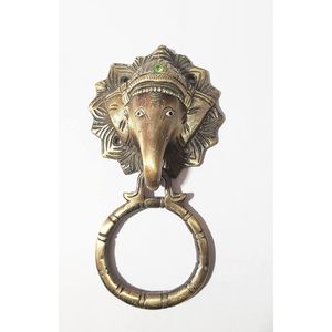 PARIJAT HANDICRAFT Aldaba de puerta de latón Diseño de cabeza de elefante para tirador de cajón de puerta y perilla de manija de anillo Hardware - Product Image 3
