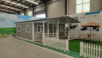 Maison conteneur modulaire en acier à double aile pliable et extensible, portable, alimentée à l'énergie solaire, écologique, pour camping extérieur et bureau