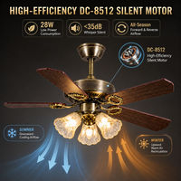 Ventilateur de plafond LED télécommandé avec lumière, 42 pouces, bronze antique, rétro, 5 pales en bois, lampe ventilateur pour salon, chambre, hôtel