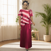 Vêtements élégants et modestes pour femmes musulmanes, haut à imprimé abstrait noir et blanc, jupe longue plissée, ensemble 2 pièces, tenue de soirée islamique africaine